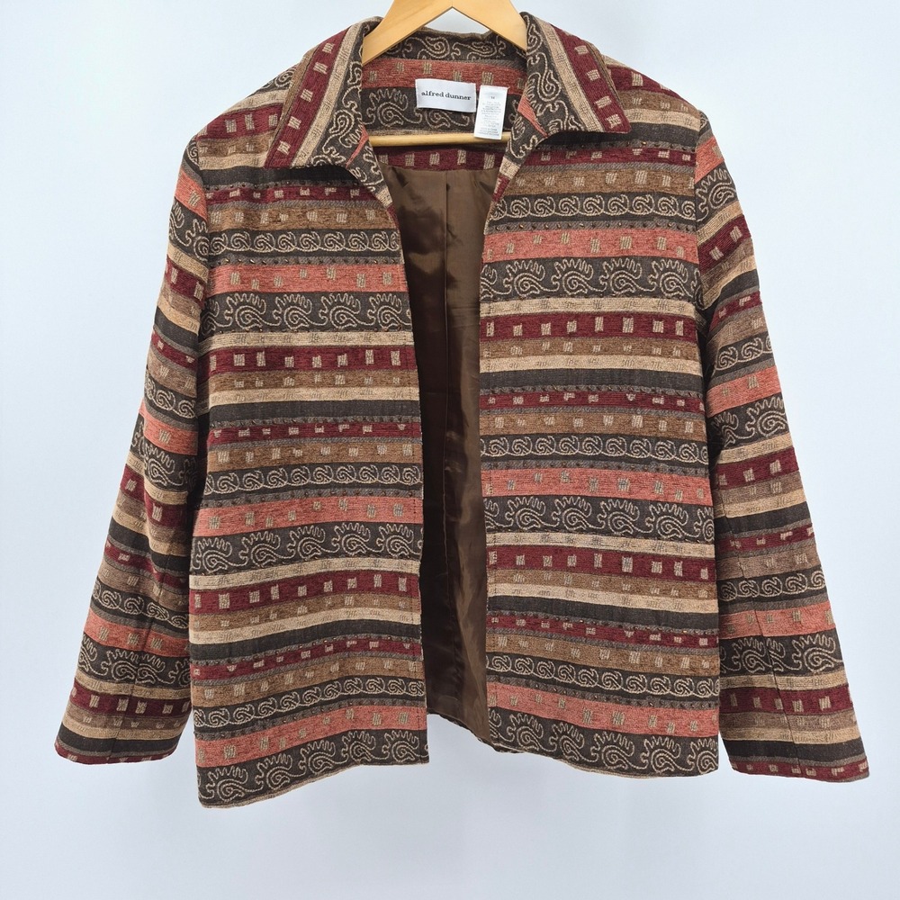 Alfred Dunner Womens‎ Textured Patchwork Geometric Jacket Fall Autumn Sz 14 Work